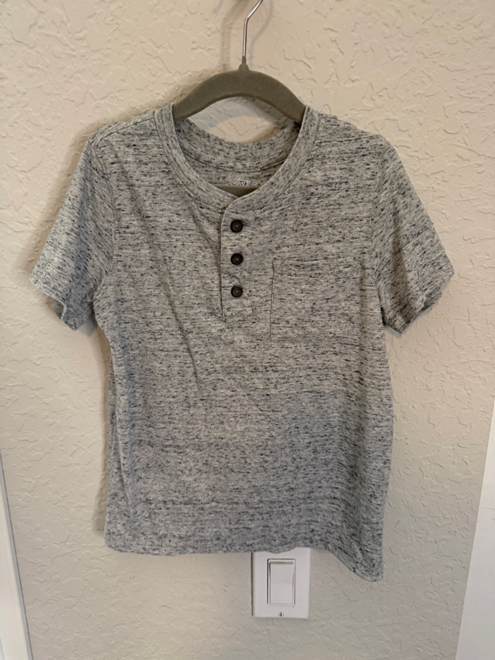 Boys Cat & Jack Heather Gray Short Sleeve Henley Tee